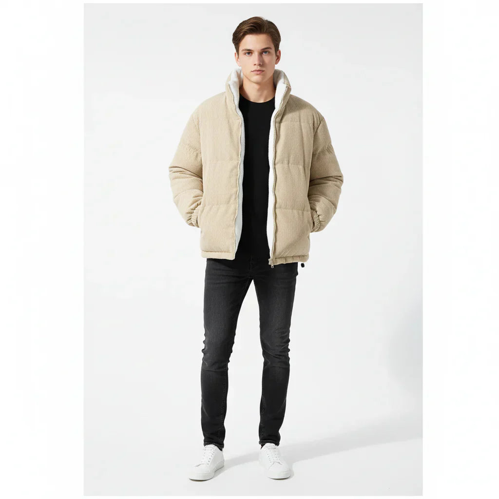Corduroy Winter Jacket With Warm Lining And Zip Up | Temsk