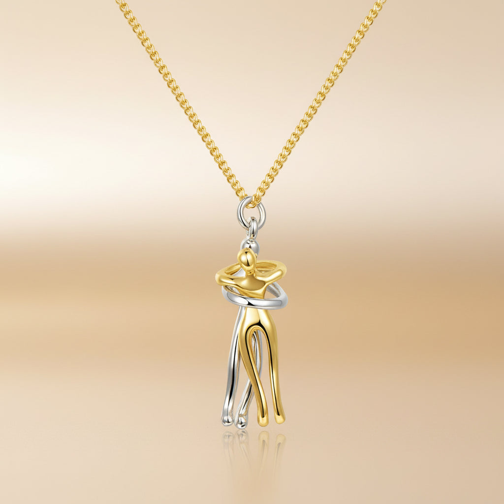 Stainless Steel Couple Necklace With Gold And Silver Finish Pendant | Temsk