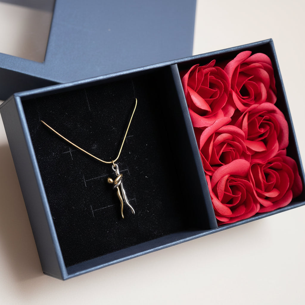 Stainless Steel Couple Necklace With Gold And Silver Finish Pendant | Temsk