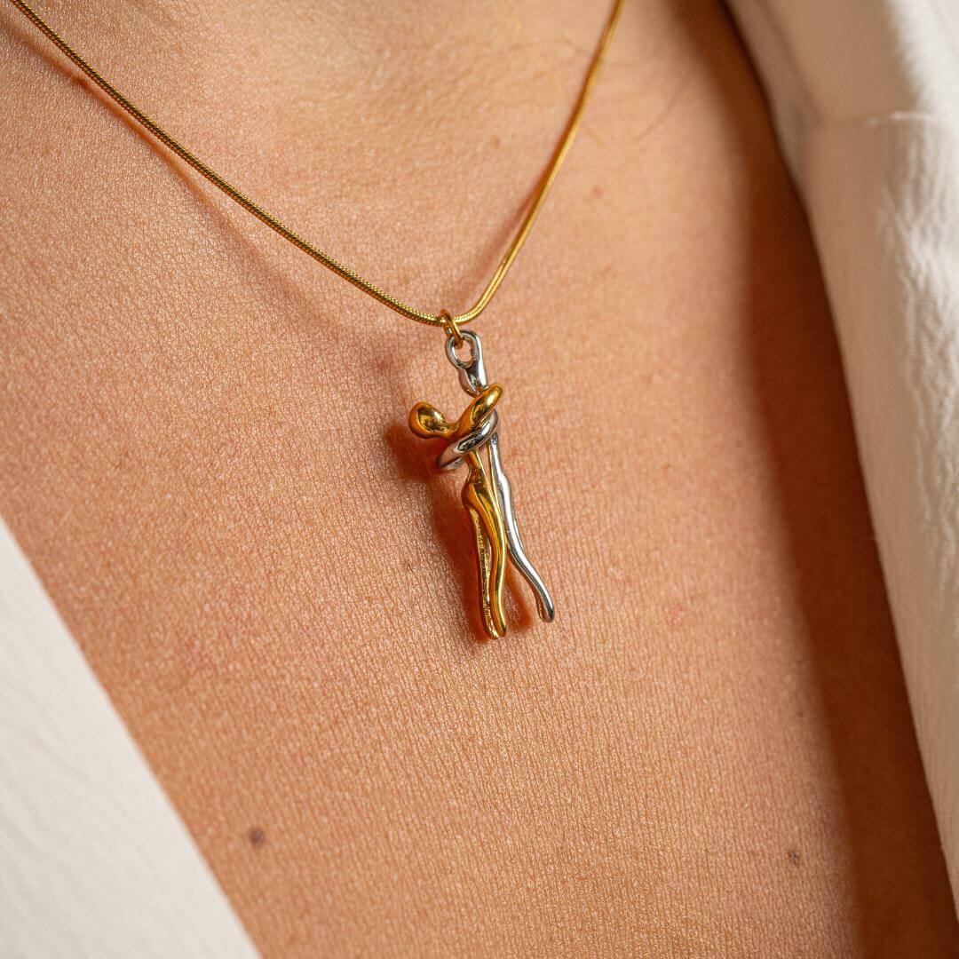 Stainless Steel Couple Necklace With Gold And Silver Finish Pendant | Temsk