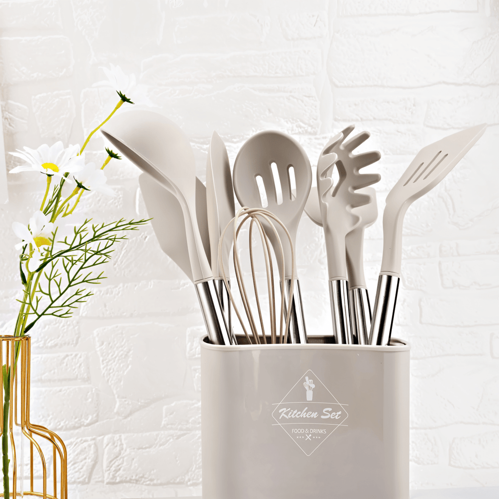 NovaChef Pro 12 Piece Silicone Utensil Set Stainless Handles For Effortless Cooking | Temsk