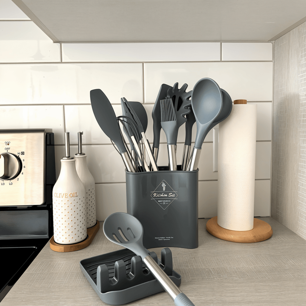 NovaChef Pro 12 Piece Silicone Utensil Set Stainless Handles For Effortless Cooking | Temsk