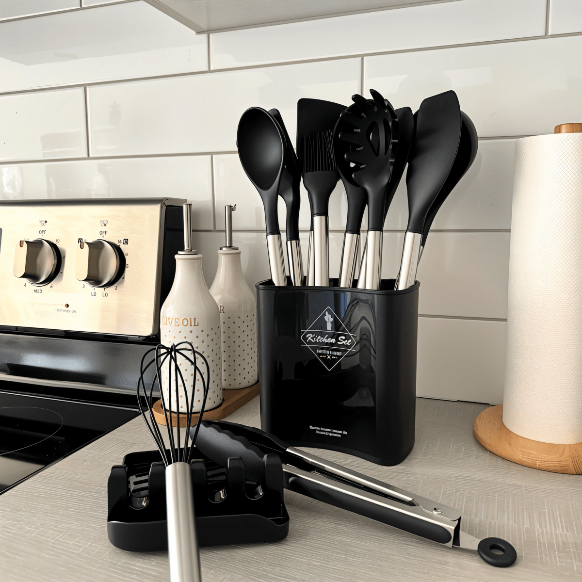 NovaChef Pro 12 Piece Silicone Utensil Set Stainless Handles For Effortless Cooking | Temsk