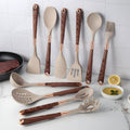 Aurelia Kitchen Elegant Silicone Utensil Set With Wood Look Handles | Temsk