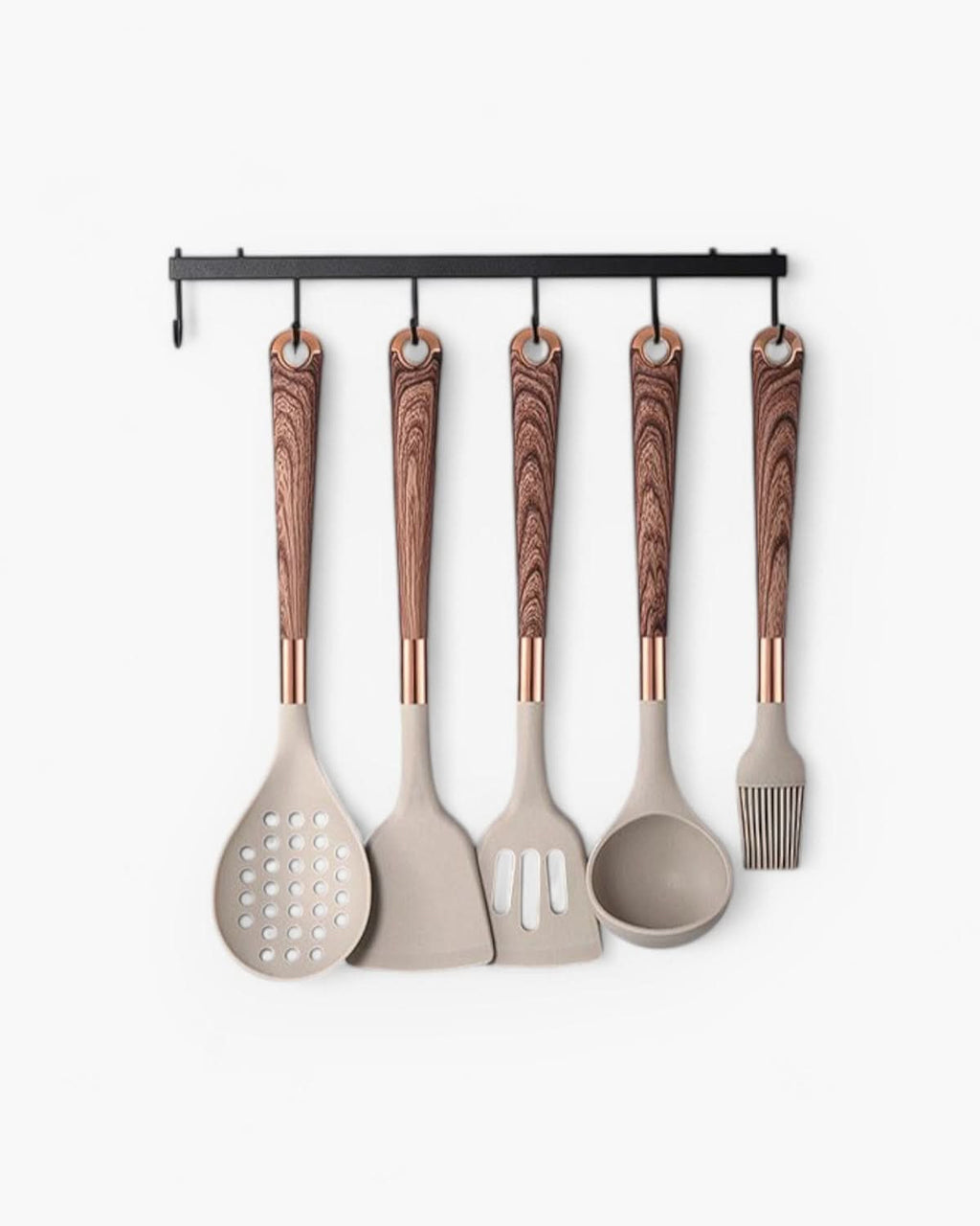 Aurelia Kitchen Elegant Silicone Utensil Set With Wood Look Handles | Temsk