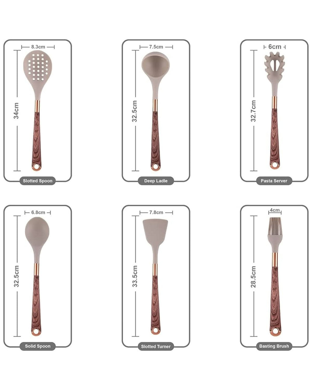 Aurelia Kitchen Elegant Silicone Utensil Set With Wood Look Handles | Temsk