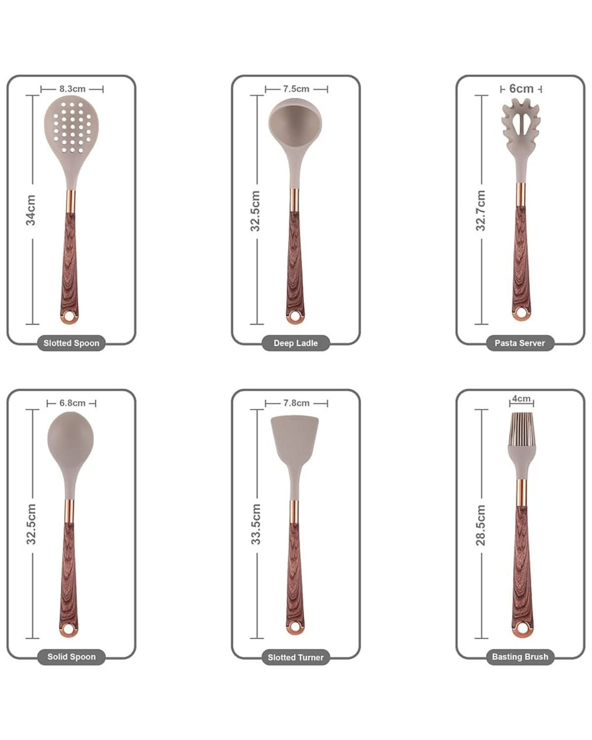 Aurelia Kitchen Elegant Silicone Utensil Set With Wood Look Handles | Temsk