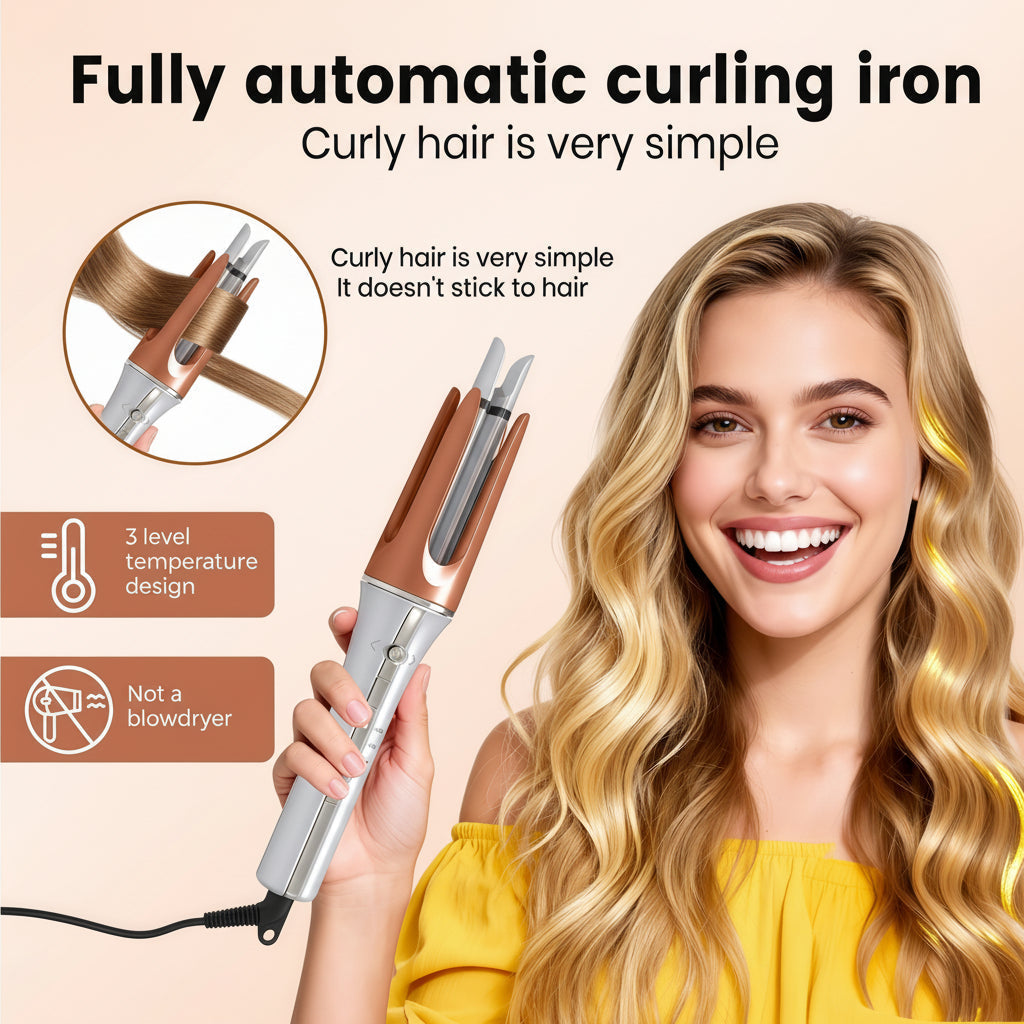 Automatic Ceramic Hair Curler With Rotating Barrel For Soft Waves | Temsk