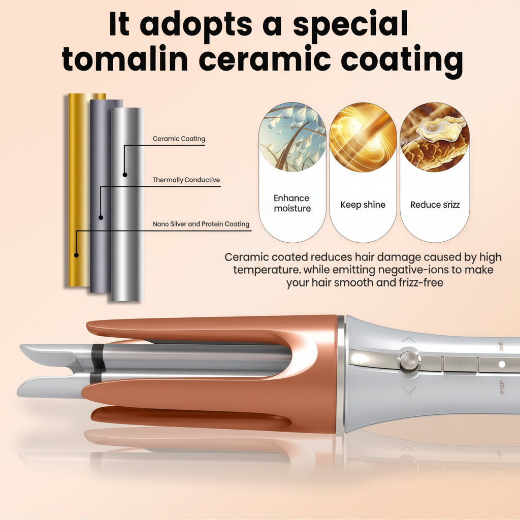 Automatic Ceramic Hair Curler With Rotating Barrel For Soft Waves | Temsk