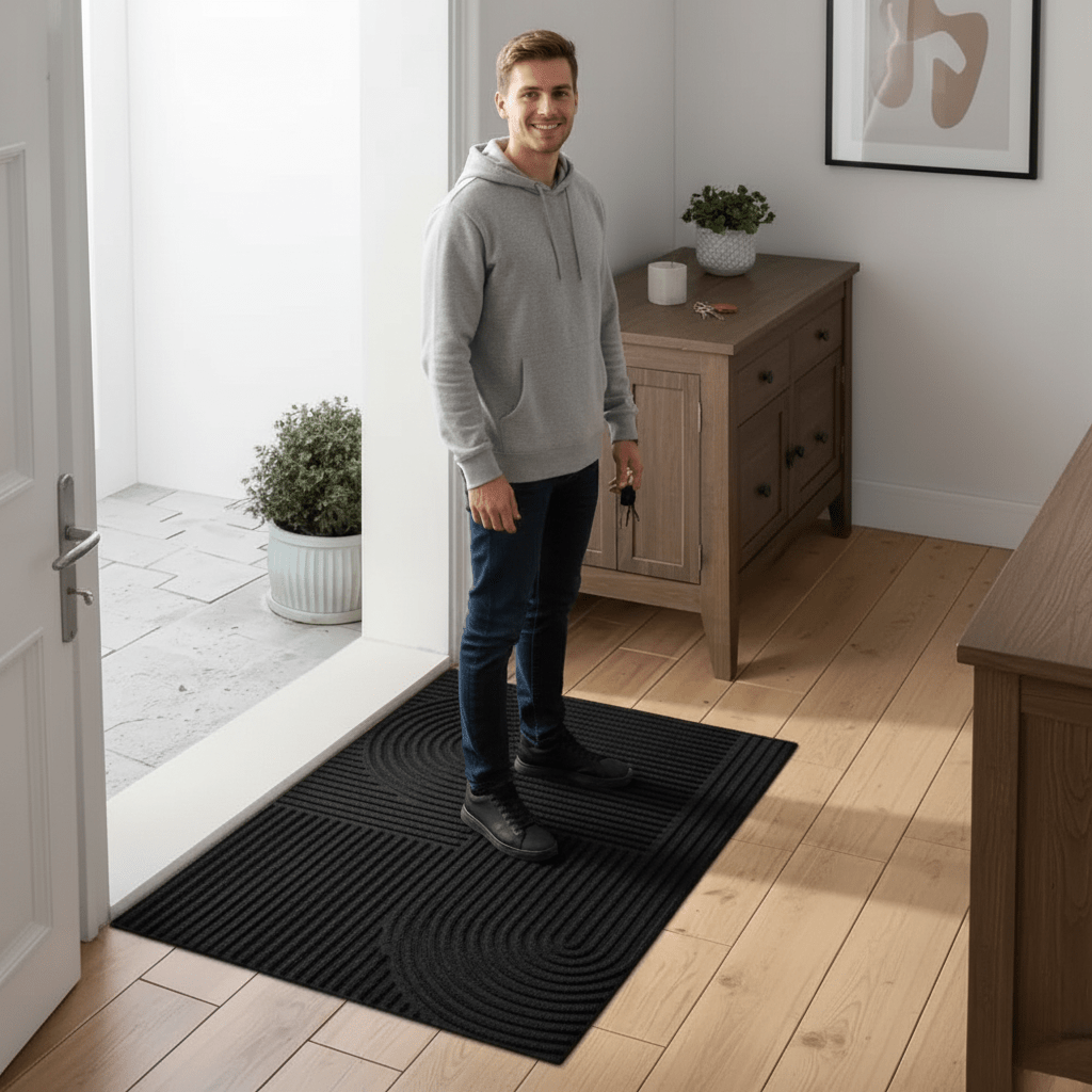 AquaLine Absorbent Washable Mat With Flowing Line Pattern | Temsk
