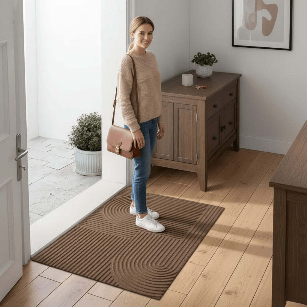 AquaLine Absorbent Washable Mat With Flowing Line Pattern | Temsk