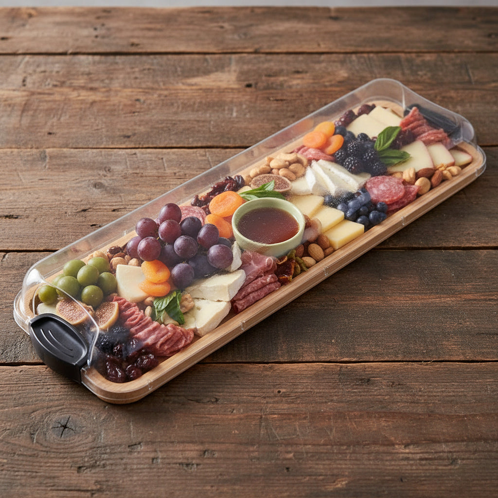 Bamboo Charcuterie Board With Locking Lid And Serving Tray | Temsk