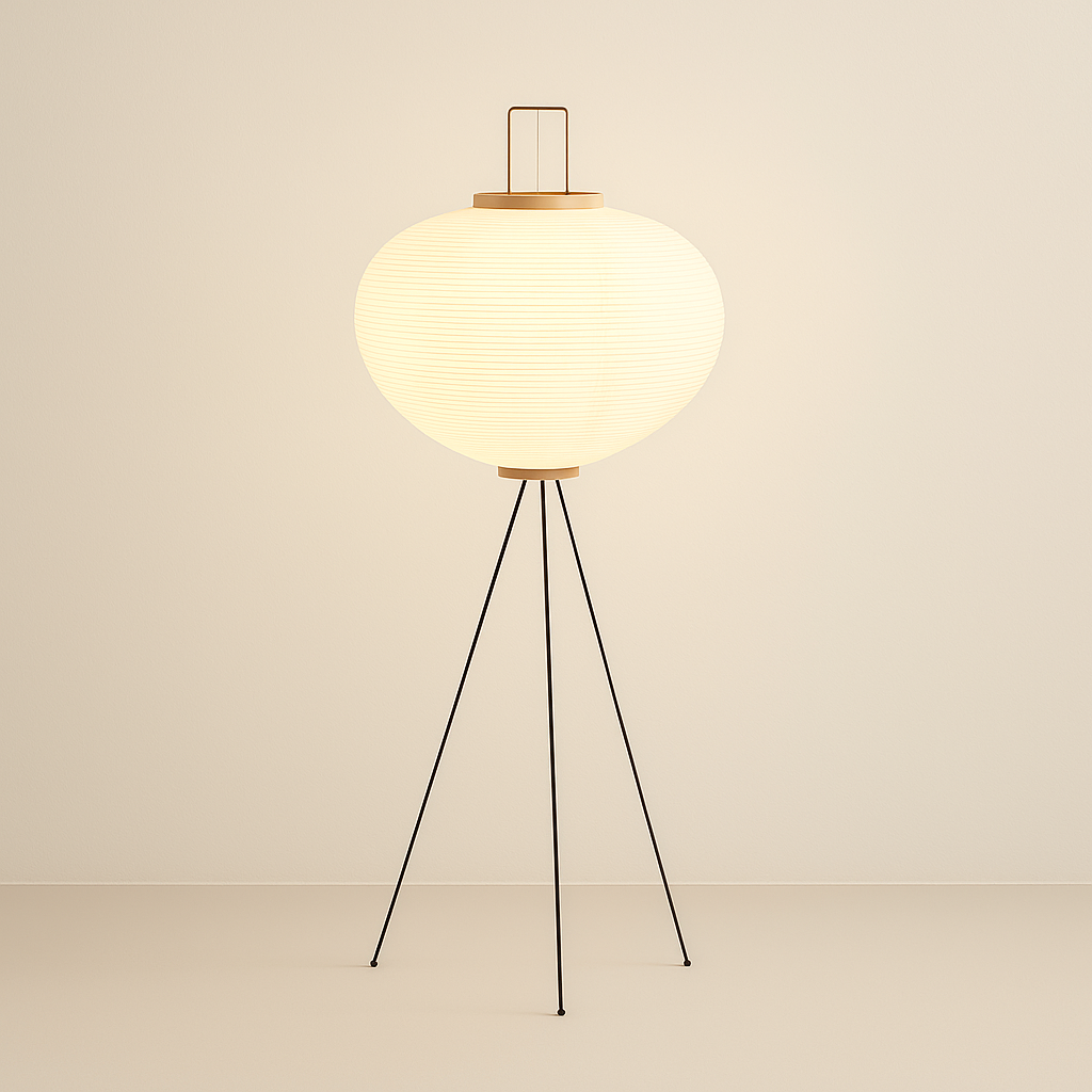 CalmAura Japandi Tripod Floor Lamp for Living Room, Serene Minimalist | Temsk