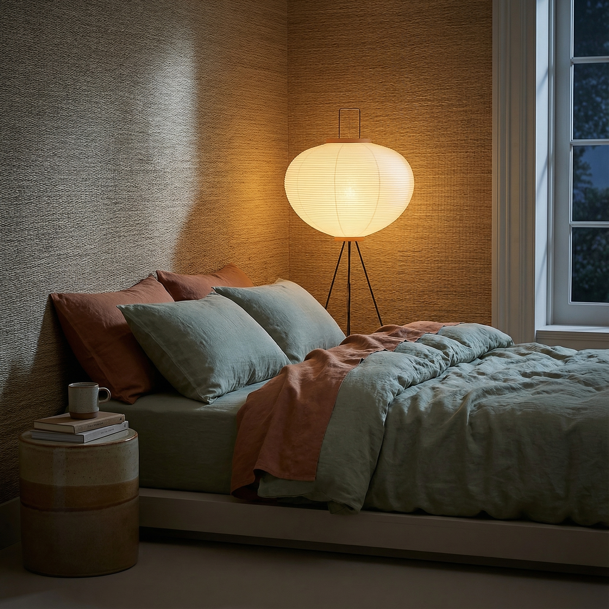 CalmAura Japandi Tripod Floor Lamp for Living Room, Serene Minimalist | Temsk