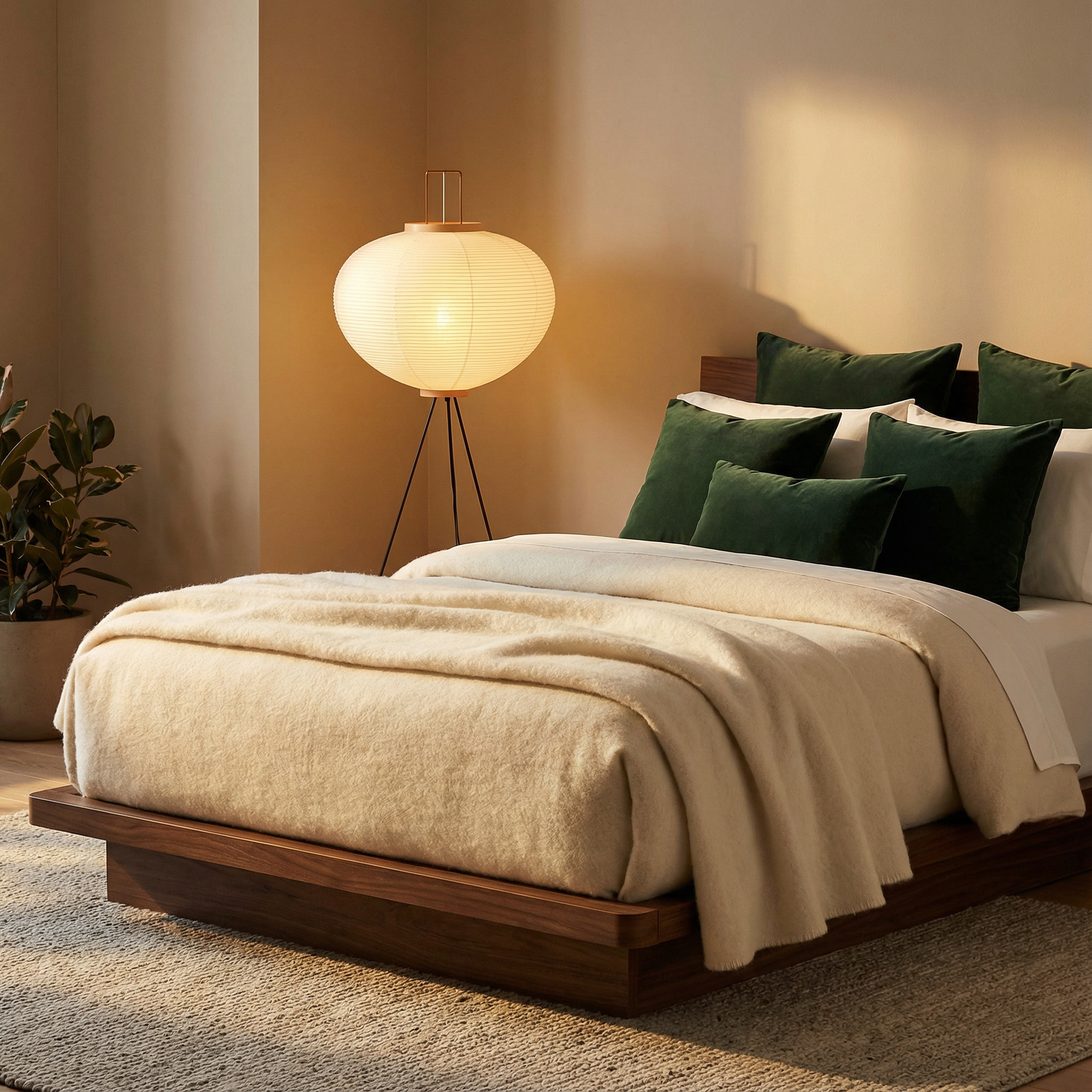 CalmAura Japandi Tripod Floor Lamp for Living Room, Serene Minimalist | Temsk