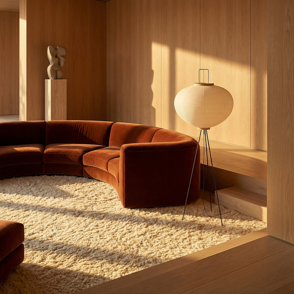 CalmAura Japandi Tripod Floor Lamp for Living Room, Serene Minimalist | Temsk