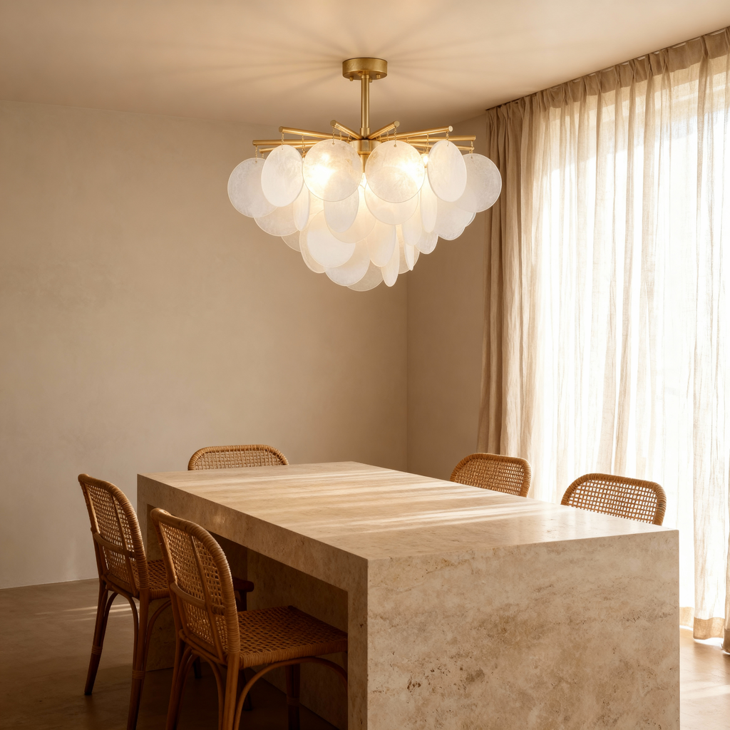 Lumina Grove elegantní moderní zlatý lustr do jídelních prostor | Temsk