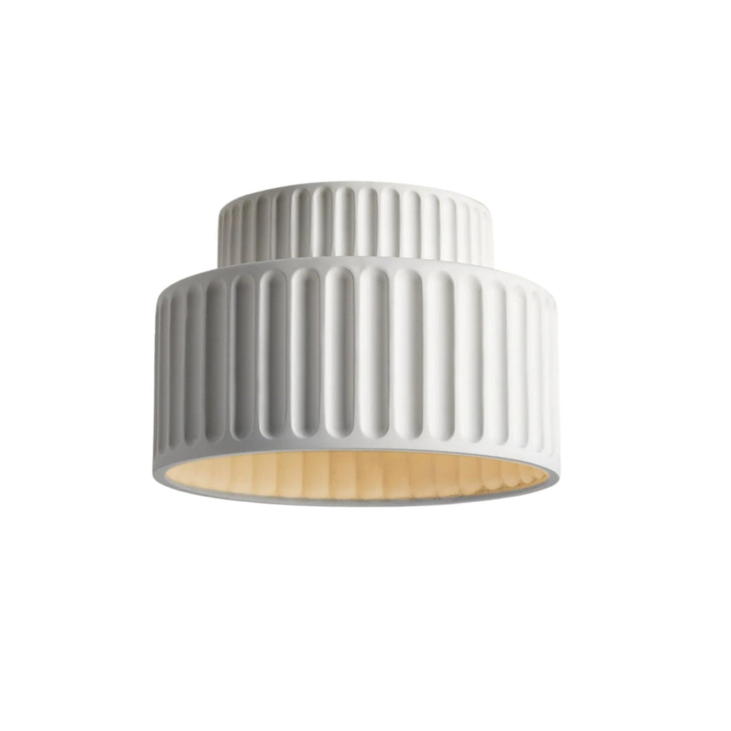 Ribbed Resin Ceiling Light E27 White Compact Retro Design Lamp For Living Room | Temsk