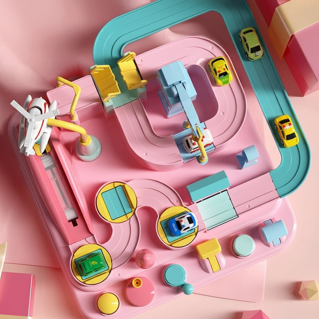 Městská dobrodružná autodráha puzzle hra pro děti a zvědavé stavitele | Temsk