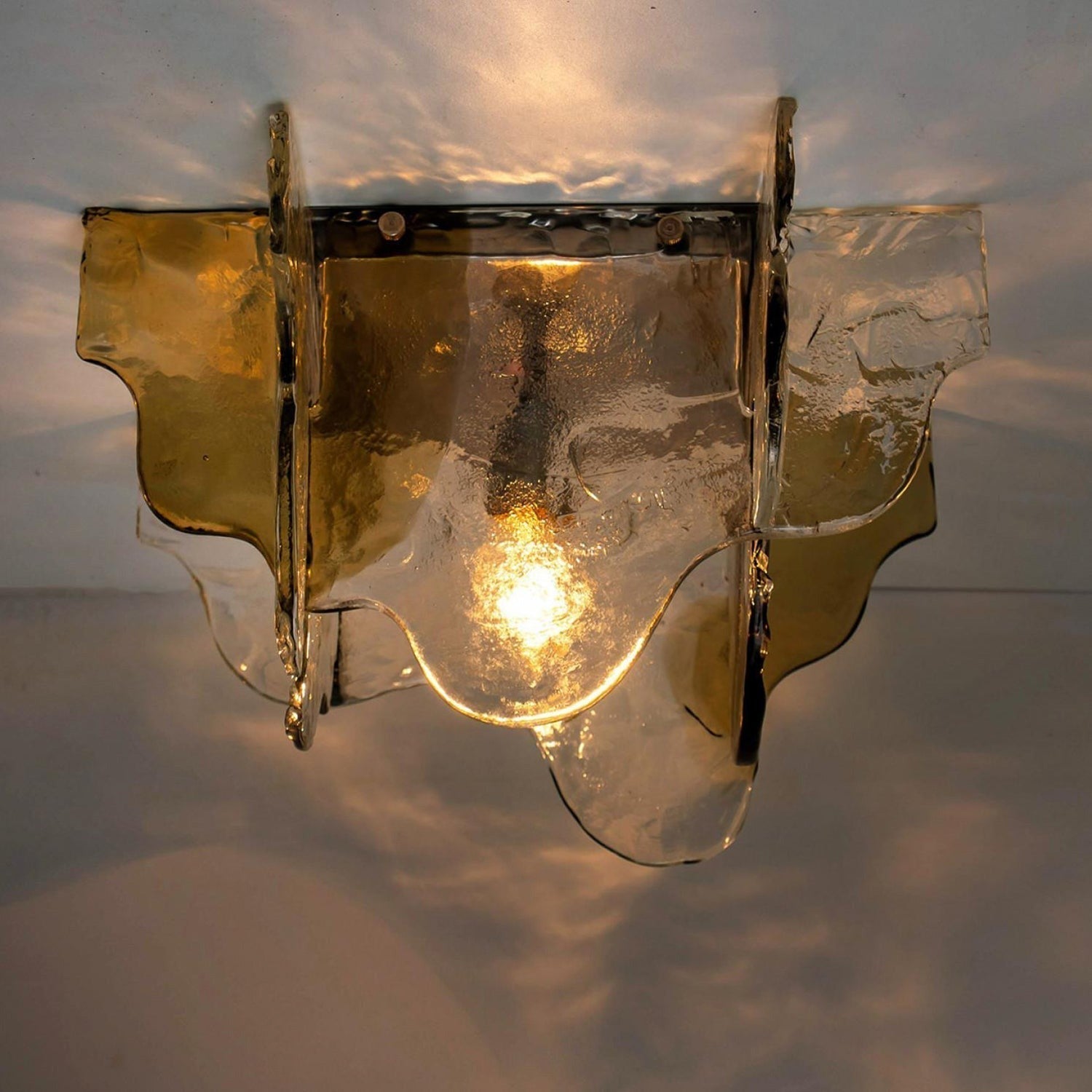 Murano-Style Hand-Blown Glass Ceiling Light With Smoke Gray Amber Clear | Temsk