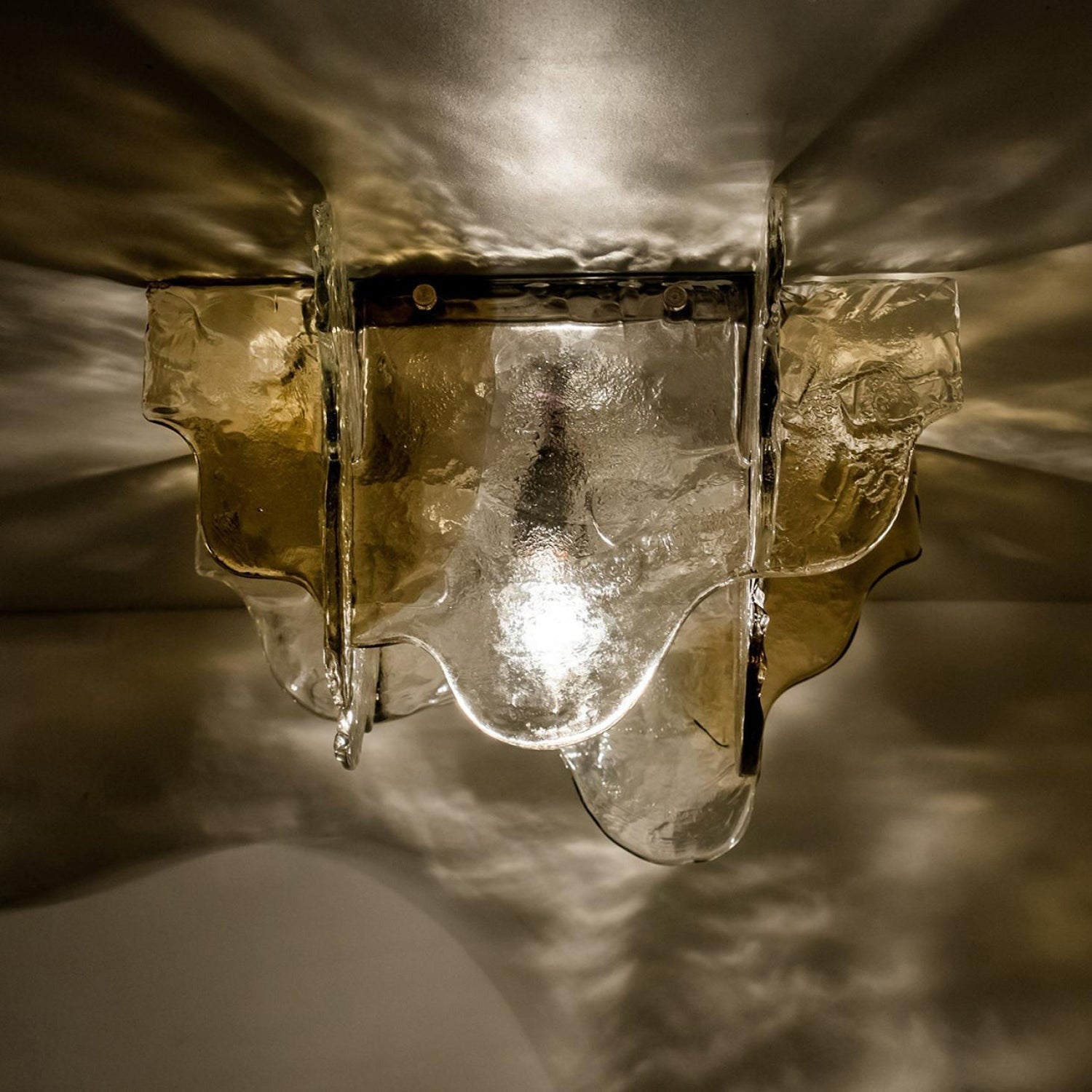 Murano-Style Hand-Blown Glass Ceiling Light With Smoke Gray Amber Clear | Temsk