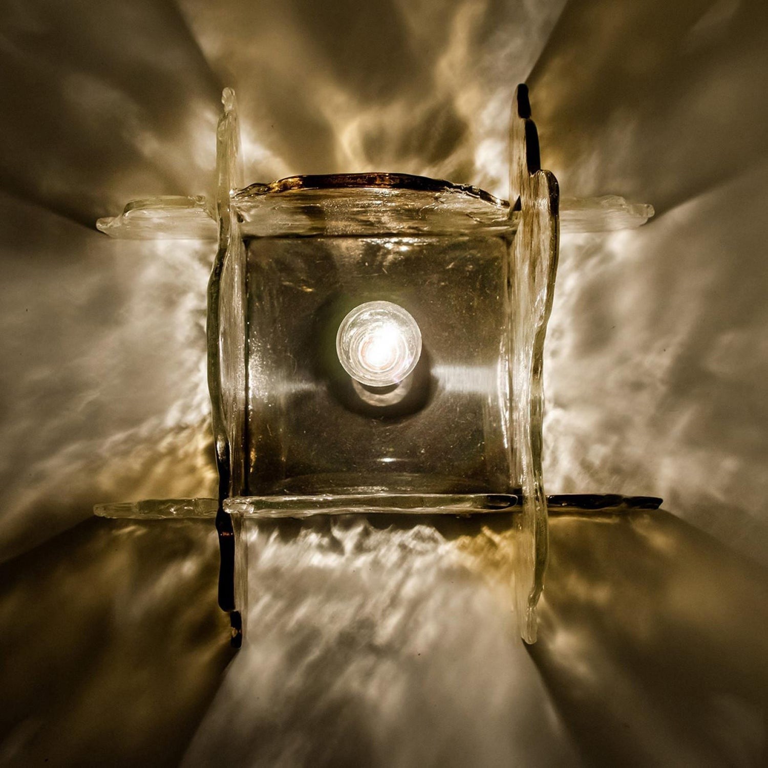 Murano-Style Hand-Blown Glass Ceiling Light With Smoke Gray Amber Clear | Temsk