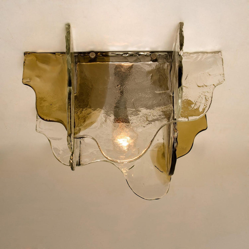 Murano-Style Hand-Blown Glass Ceiling Light With Smoke Gray Amber Clear | Temsk