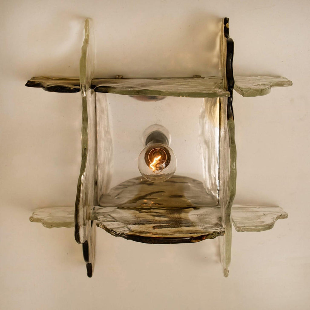 Murano-Style Hand-Blown Glass Ceiling Light With Smoke Gray Amber Clear | Temsk
