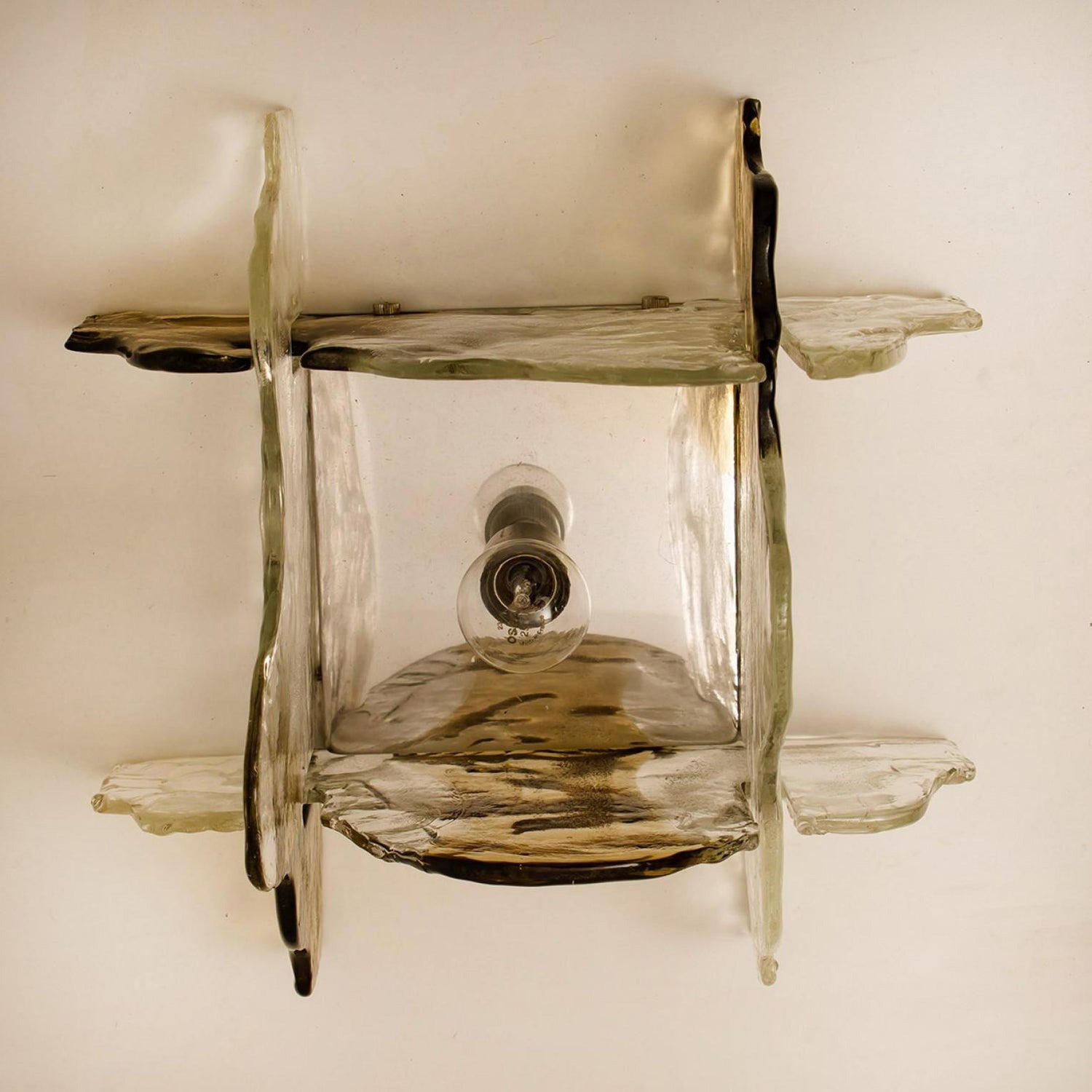 Murano-Style Hand-Blown Glass Ceiling Light With Smoke Gray Amber Clear | Temsk