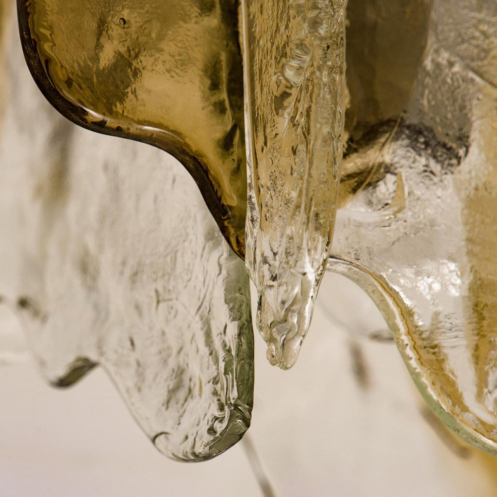 Murano-Style Hand-Blown Glass Ceiling Light With Smoke Gray Amber Clear | Temsk