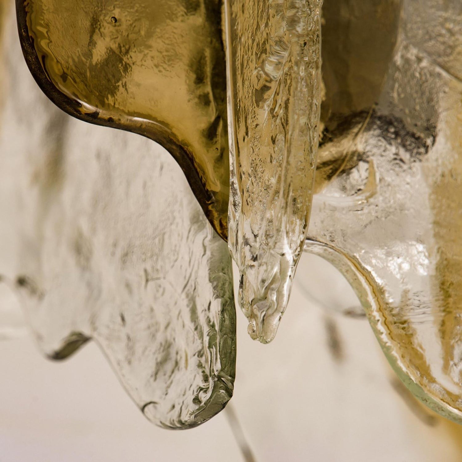 Murano-Style Hand-Blown Glass Ceiling Light With Smoke Gray Amber Clear | Temsk