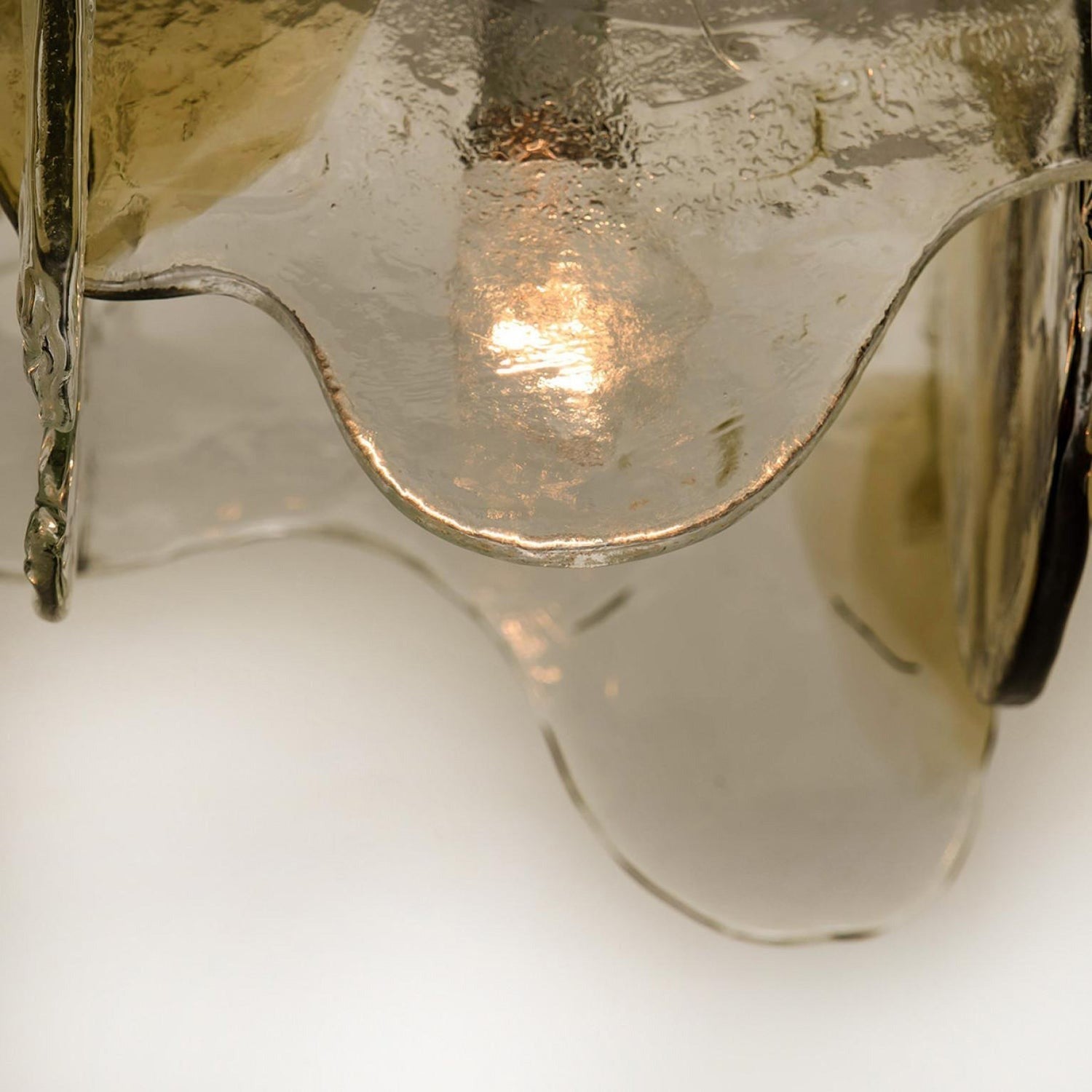 Murano-Style Hand-Blown Glass Ceiling Light With Smoke Gray Amber Clear | Temsk