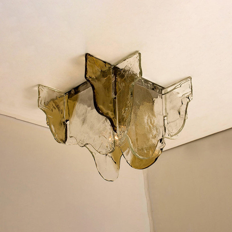 Murano-Style Hand-Blown Glass Ceiling Light With Smoke Gray Amber Clear | Temsk