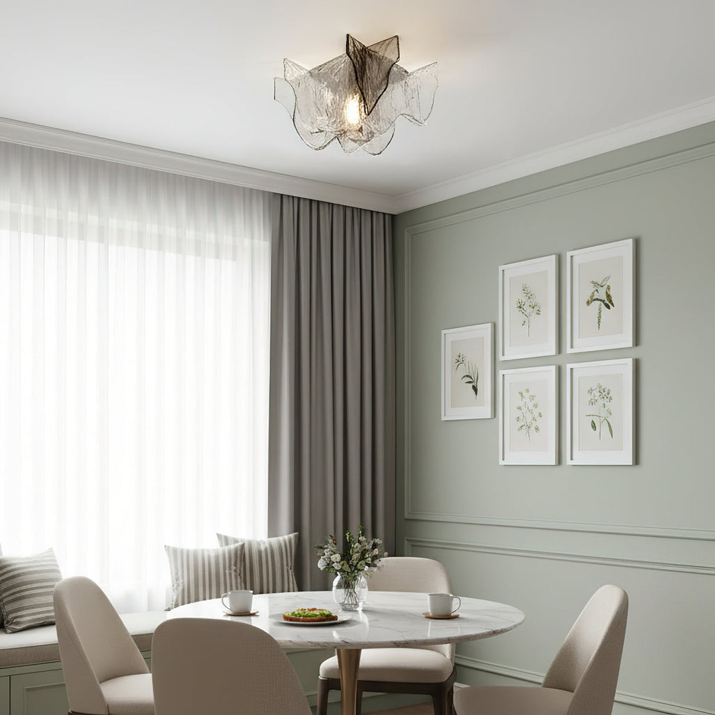 Murano-Style Hand-Blown Glass Ceiling Light With Smoke Gray Amber Clear | Temsk