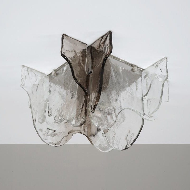 Murano-Style Hand-Blown Glass Ceiling Light With Smoke Gray Amber Clear | Temsk