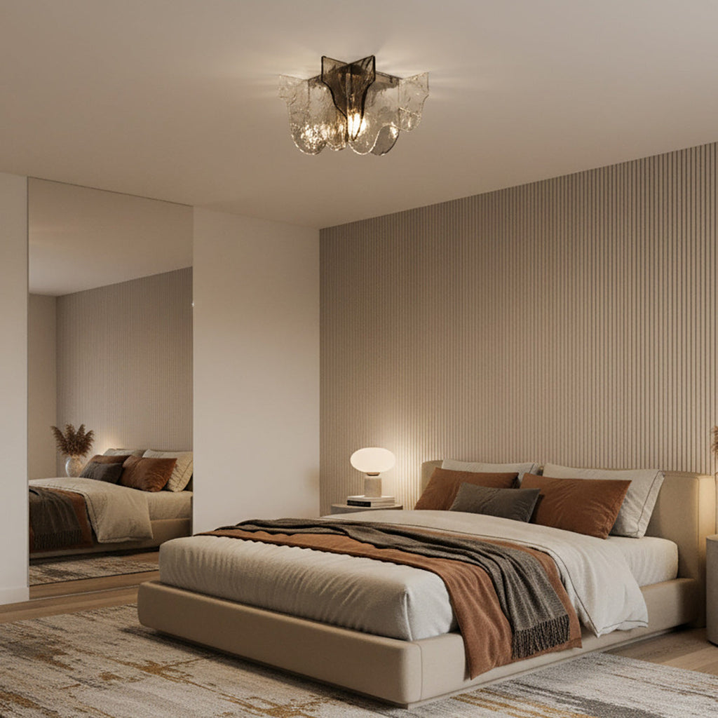 Murano-Style Hand-Blown Glass Ceiling Light With Smoke Gray Amber Clear | Temsk