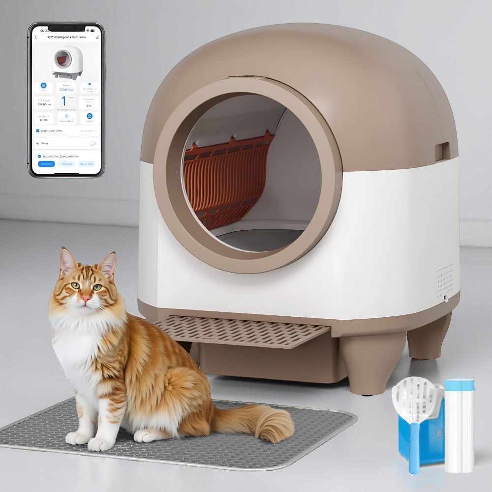 Intelligente, per App gesteuerte automatische Katzentoilette mit Reinigung | Temsk