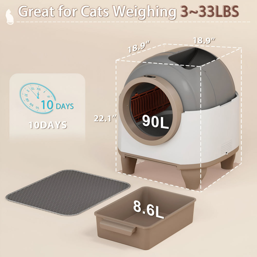 Intelligente, per App gesteuerte automatische Katzentoilette mit Reinigung | Temsk