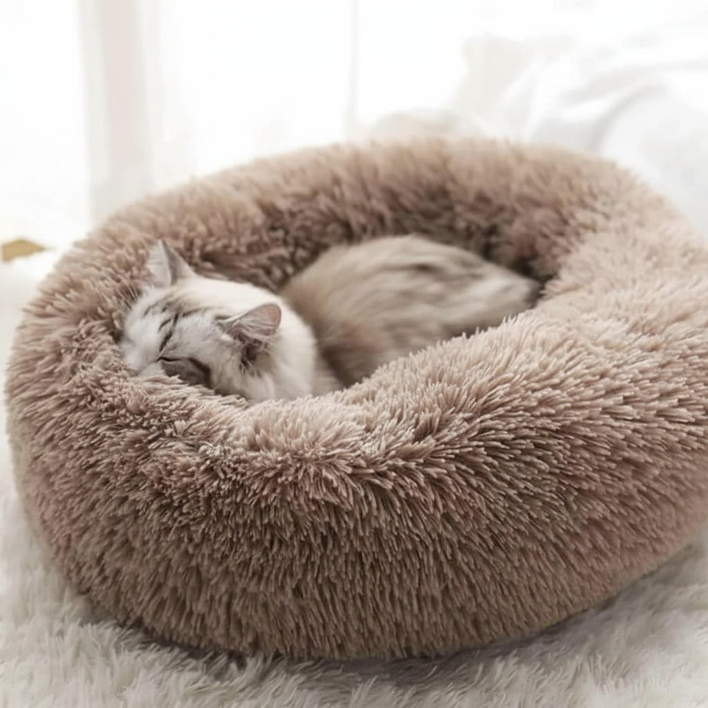 Cozy Donut Cat Bed Plush Round Calming Sleep Nest For Cats | Temsk