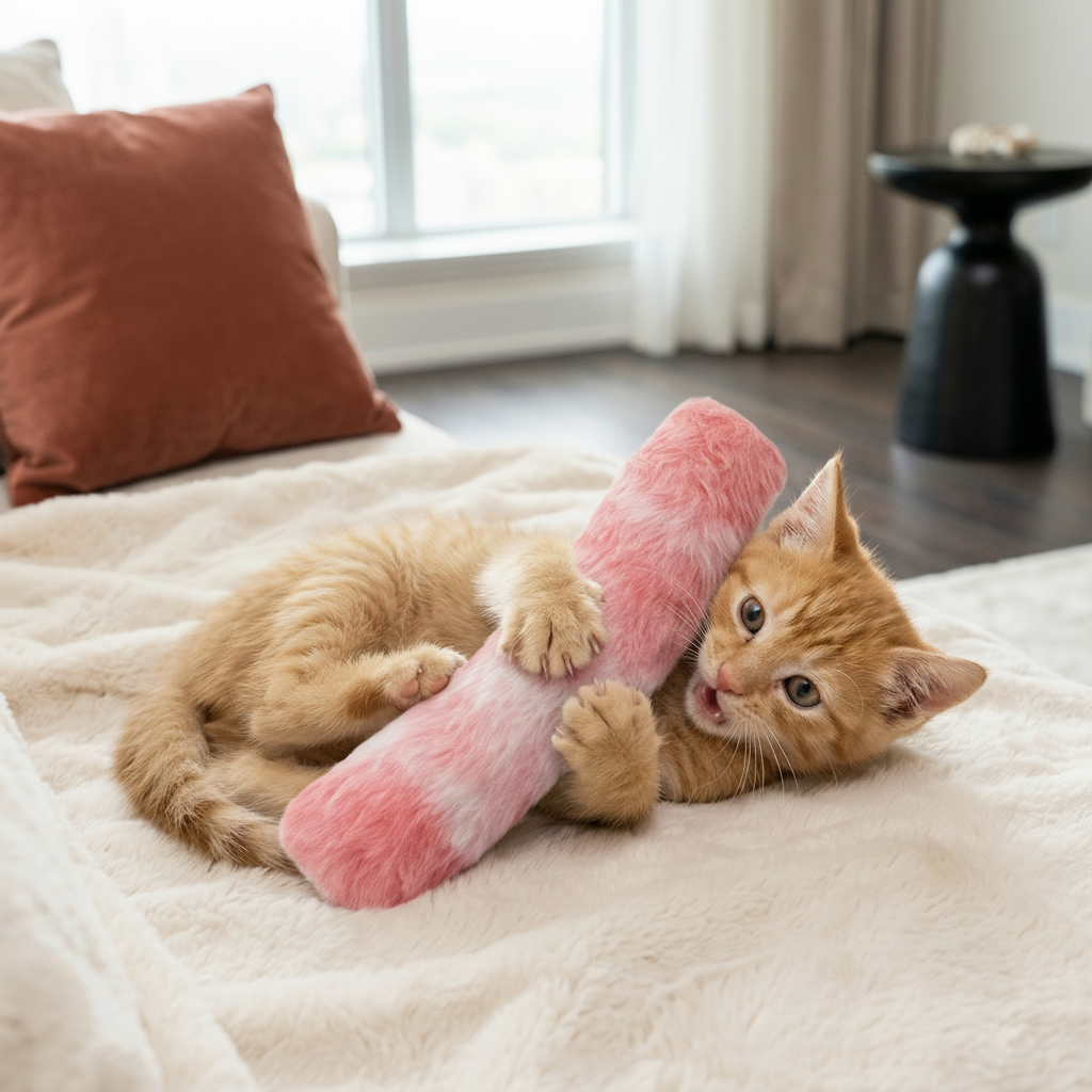 Plush Catnip Pillow Toy For Cats - Interactive Kick And Chew Toy | Temsk
