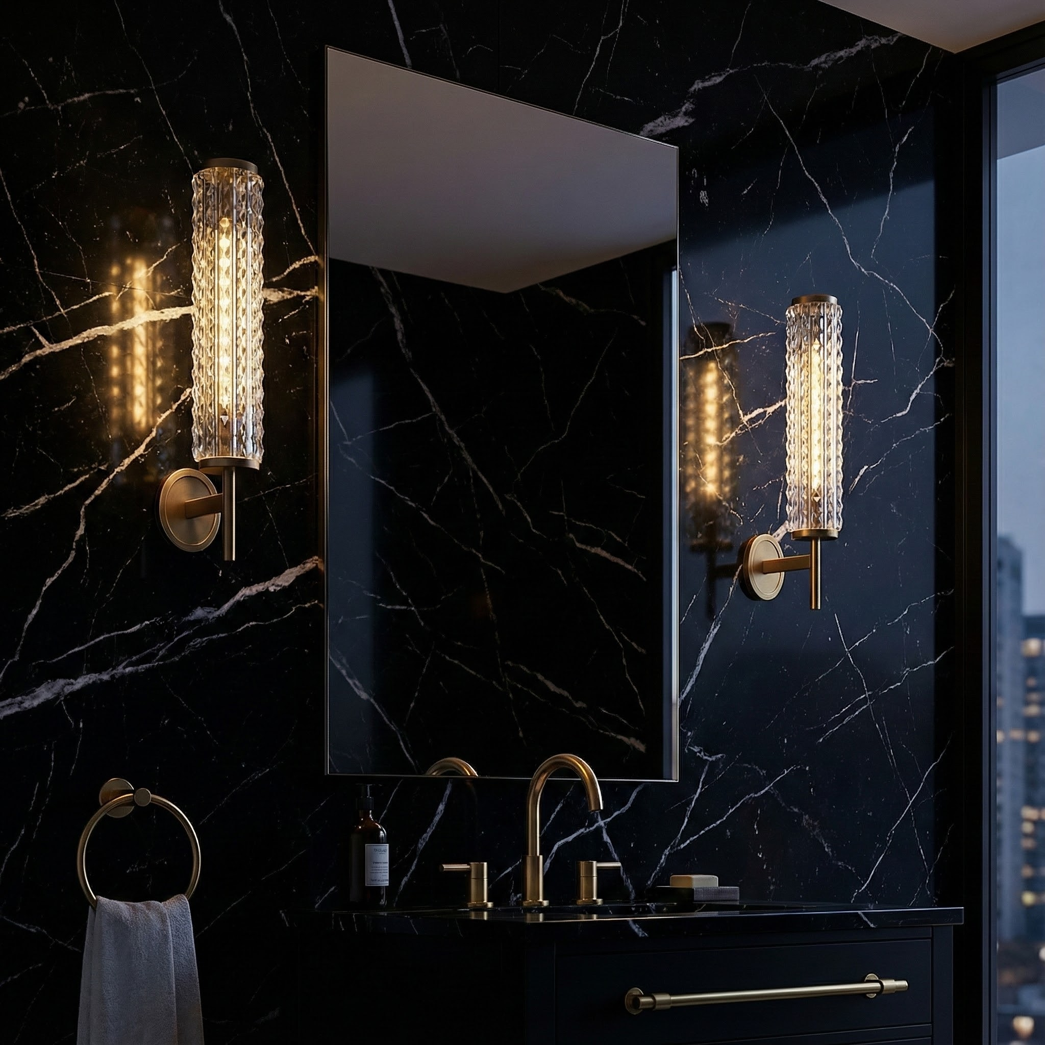 LuminaLine Elegant Modern Brass Wall Sconce With Glass Column | Temsk