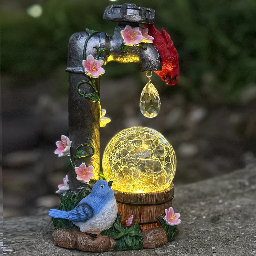 Elegant Solar Cardinal Garden Statue For Outdoor Decor | Temsk