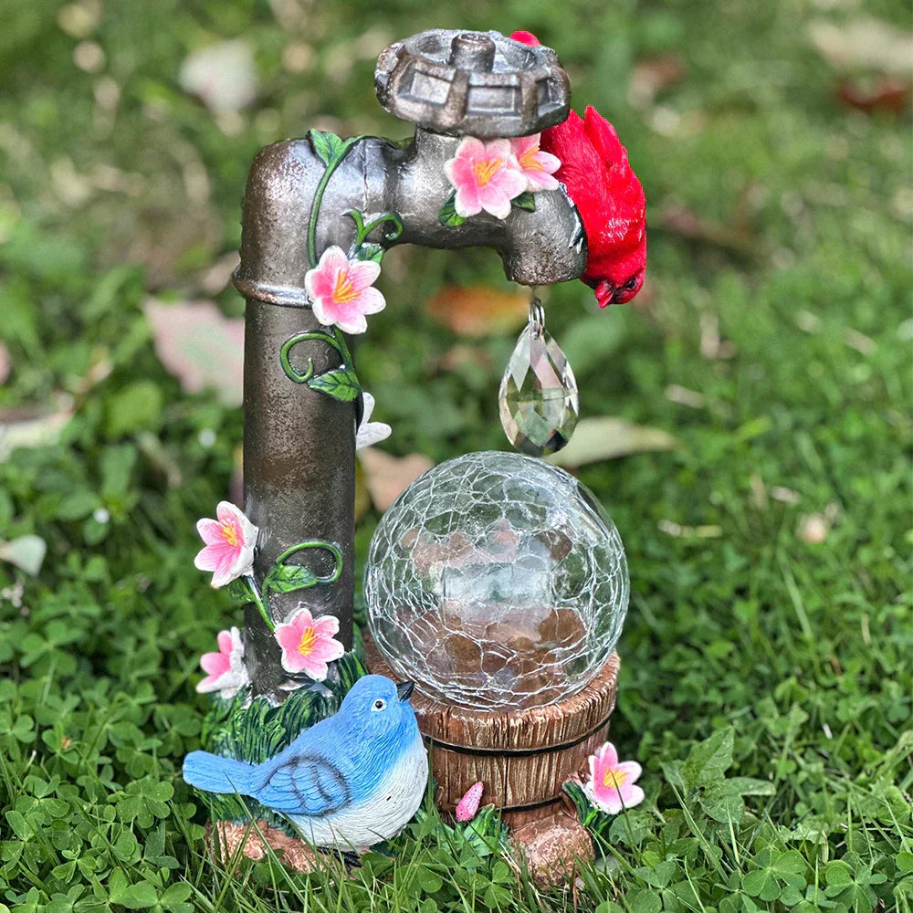 Elegant Solar Cardinal Garden Statue For Outdoor Decor | Temsk