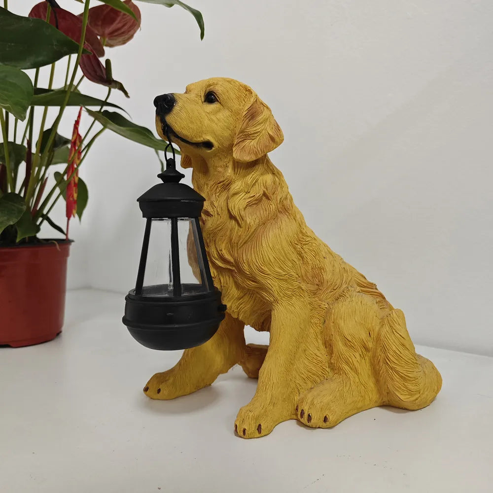 Solar Puppy Garden Ornament for Outdoor Patio and Garden Decor | Temsk