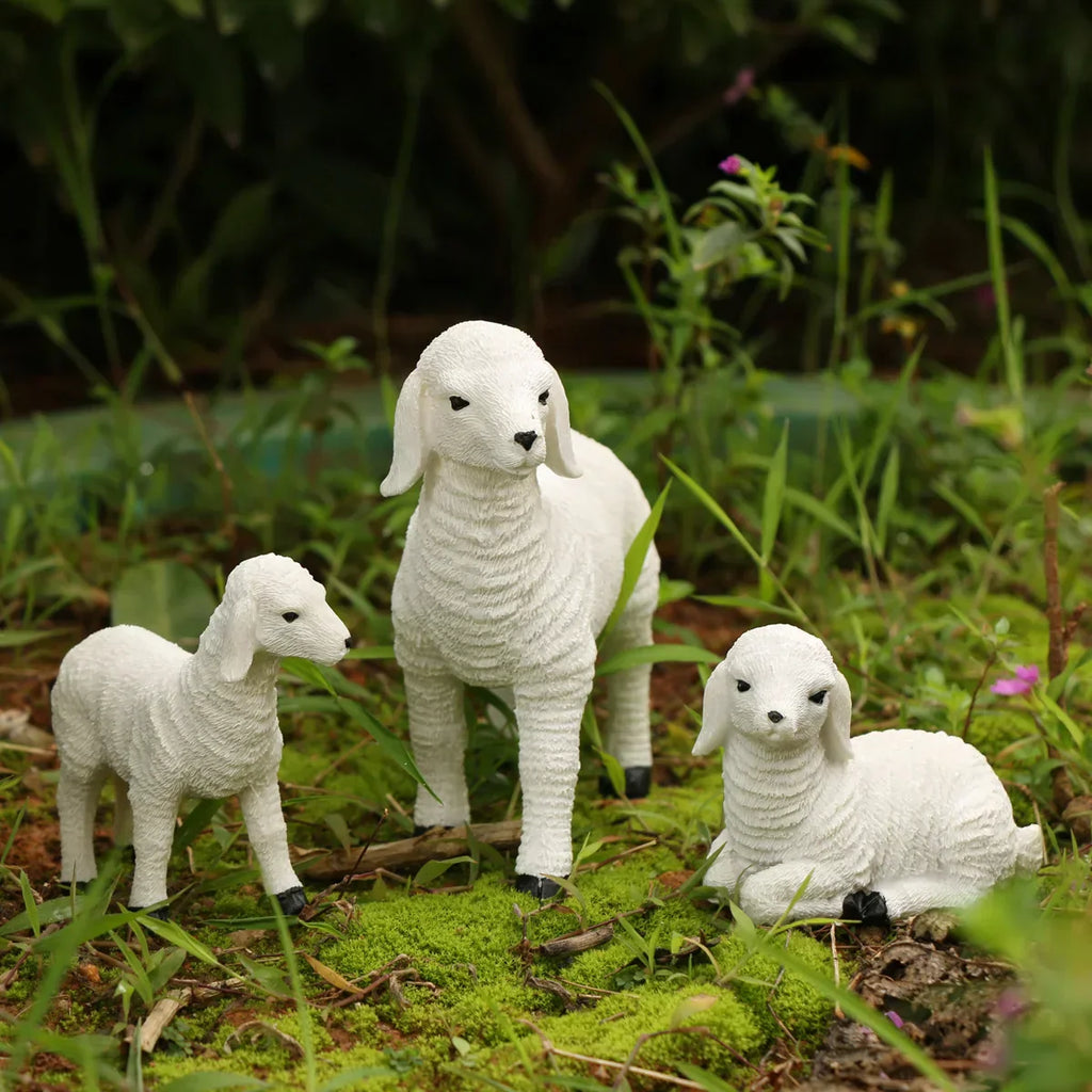 Whimsical Mini Lamb Garden Figurine For Flower Pot Decor | Temsk