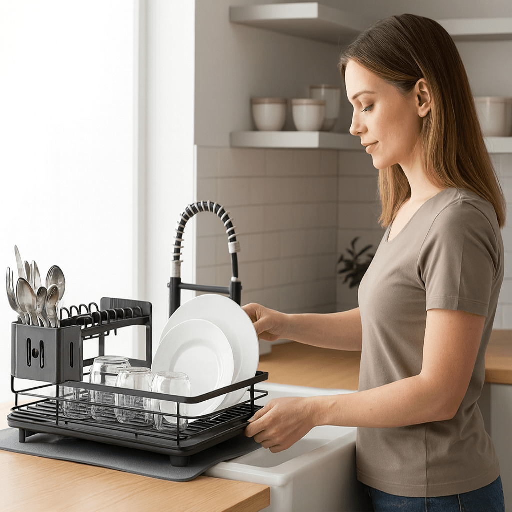 CulinaCraft Foldable Stainless Steel Dish Rack For Space Saving Kitchens | Temsk
