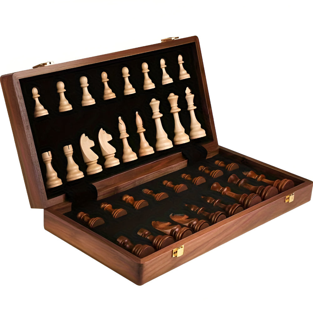 Wooden Chess Set With Board Pieces And Storage Case | Temsk