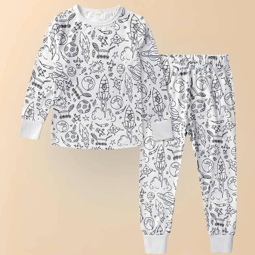 Festive Christmas Coloring Pajama Set For Kids Sleepwear Edition | Temsk
