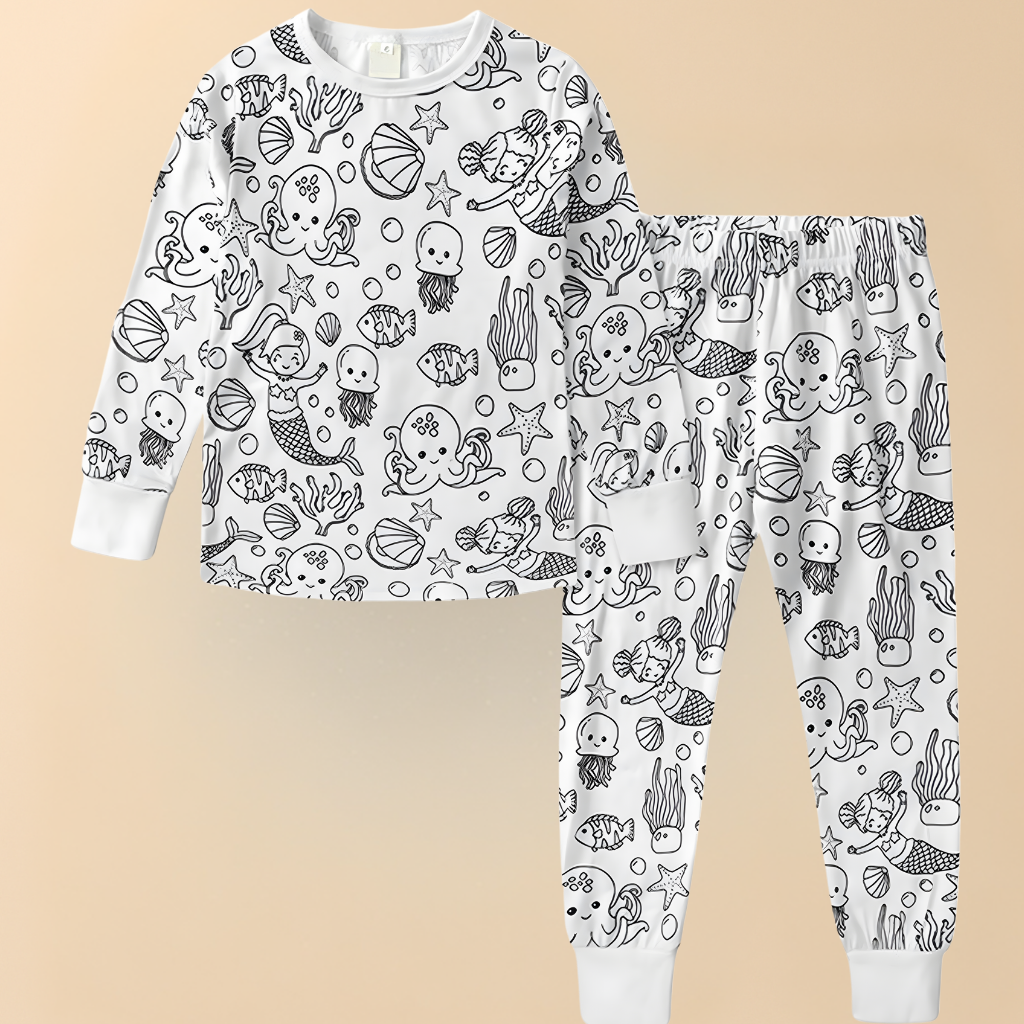 Festive Christmas Coloring Pajama Set For Kids Sleepwear Edition | Temsk