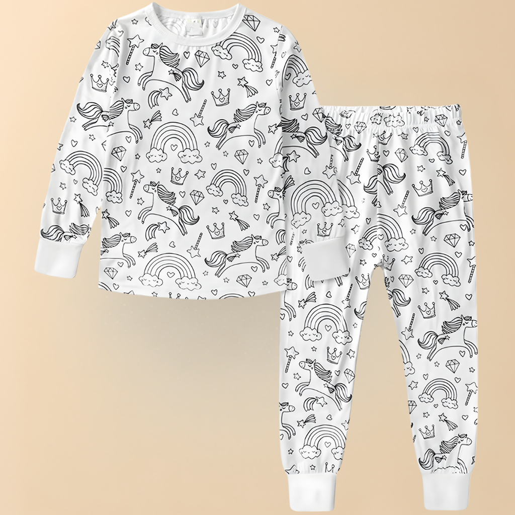 Festive Christmas Coloring Pajama Set For Kids Sleepwear Edition | Temsk